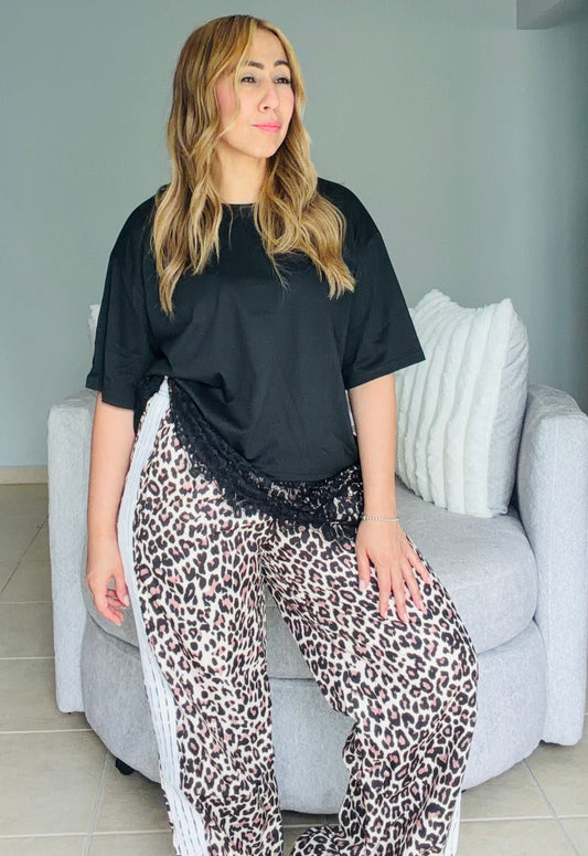 Roseamy Leopard Casual Pants