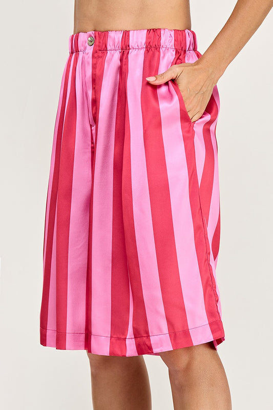 Fuchsia & Red High-Waist Shorts