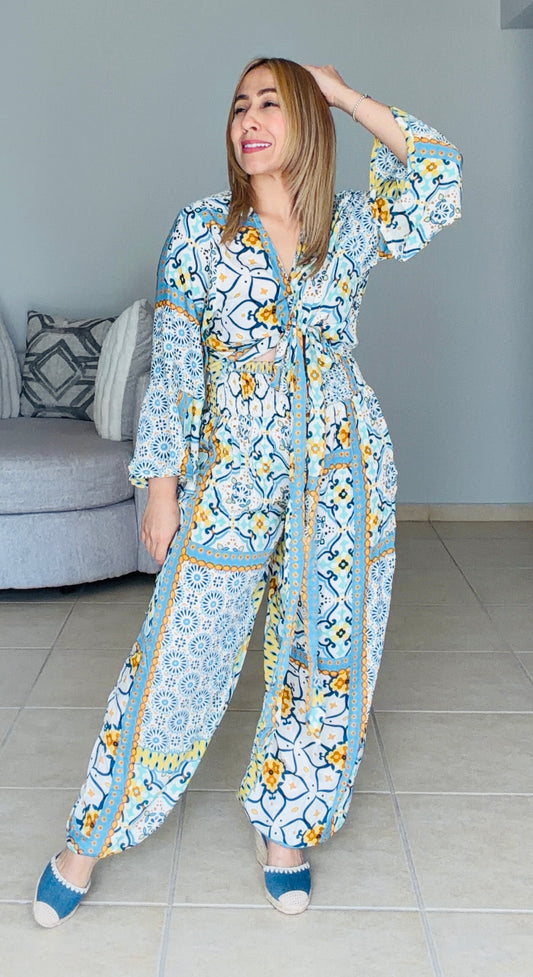 Ambar Tie Top & Elastic Pants Set