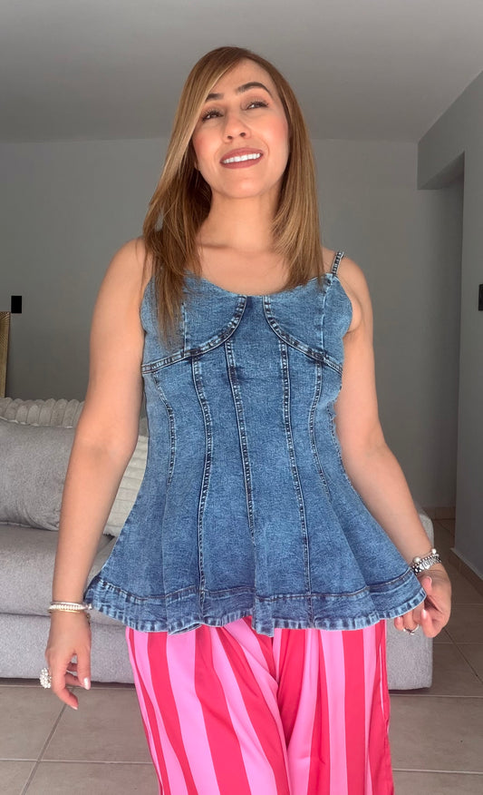 Laura Ruffled Denim Top