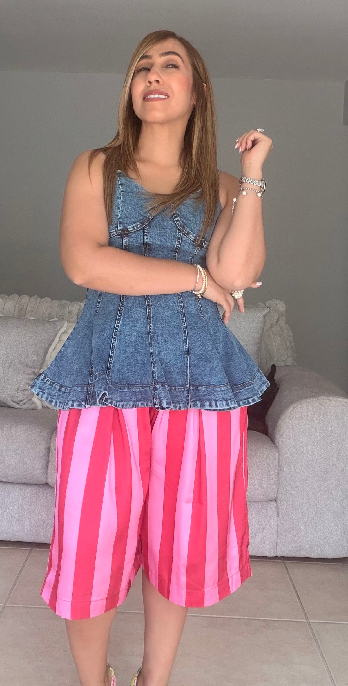 Fuchsia & Red High-Waist Shorts