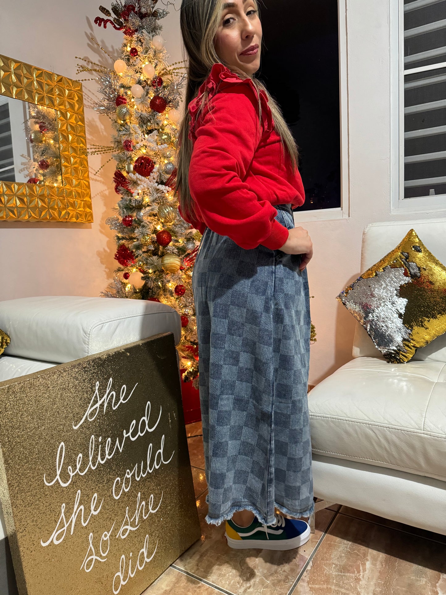 Checkered Midi Skirt