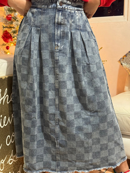 Checkered Midi Skirt