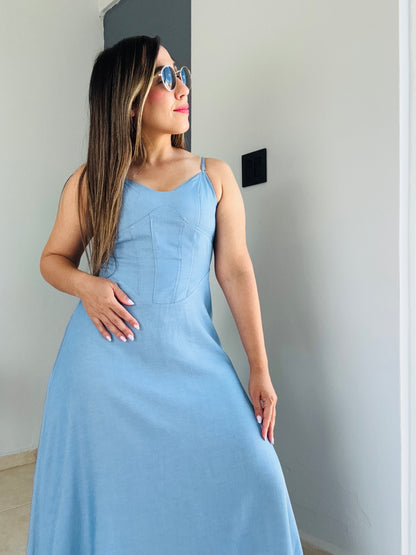 Maxi Dress Denim Blue