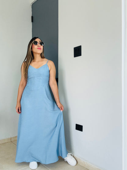 Maxi Dress Denim Blue