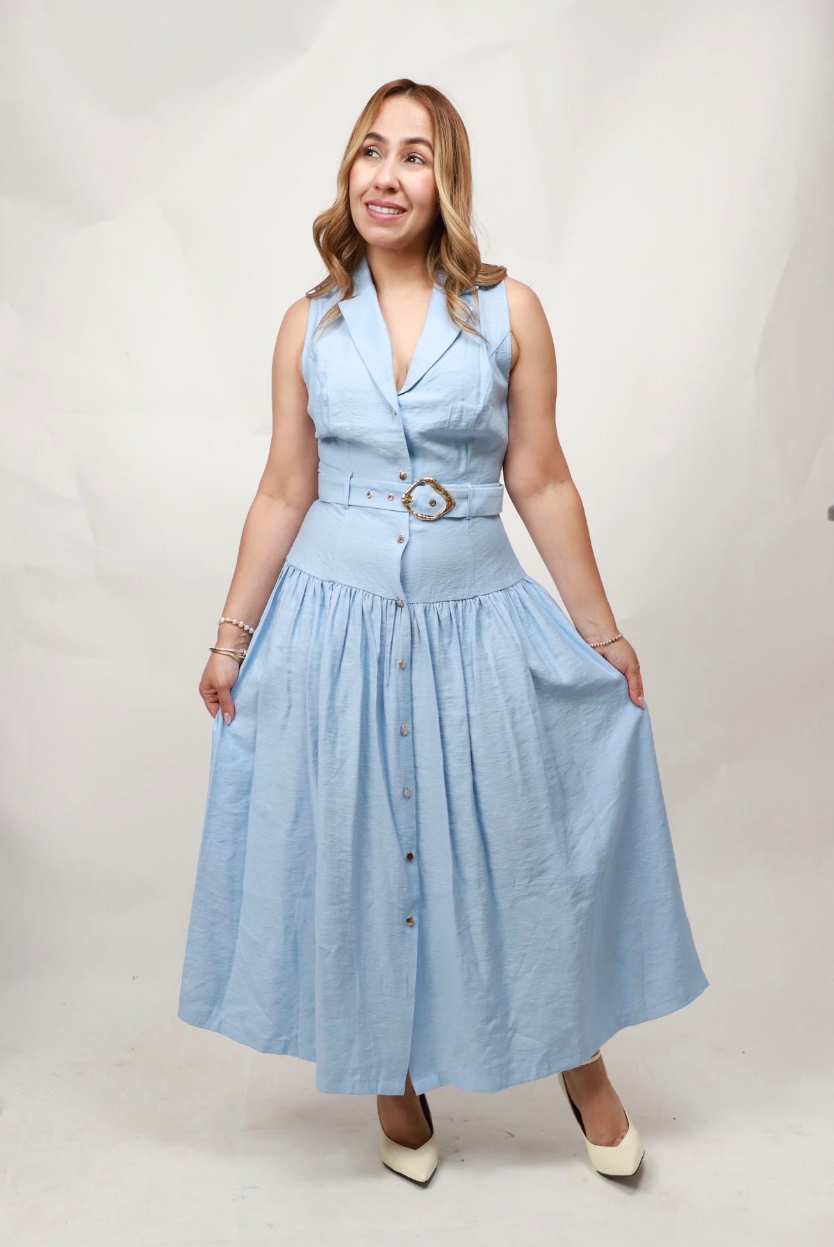 Nilka Midi Dress with Belt