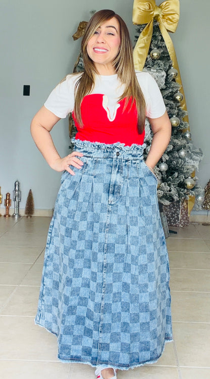 Checkered Midi Skirt