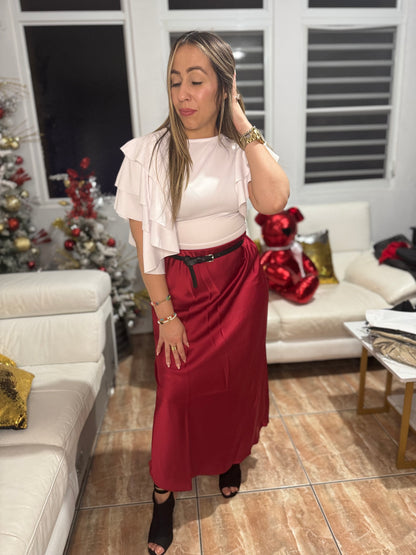Satin Wine Skirt