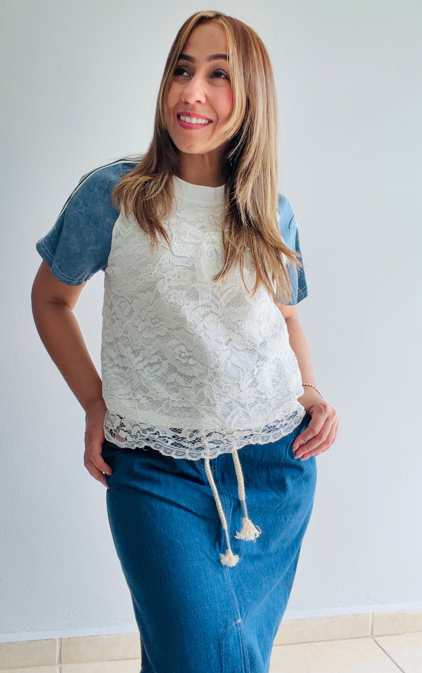 Denim T-Shirt White