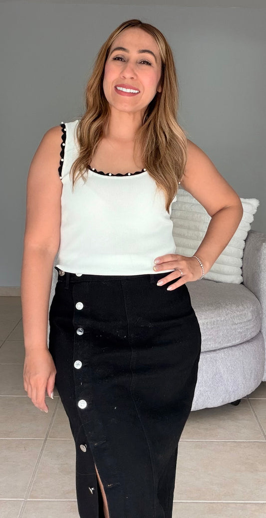 Camino de Gracia Denim Skirt-Black