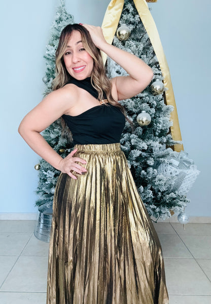 Falda Plizada MetalicaDorada-Gloria Eterna