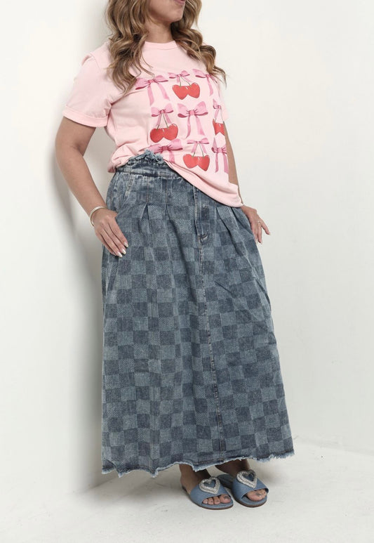 Checkered Midi Skirt